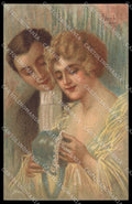 Illustratori Artist Signed Vecchi Romantic Couple Lady serie 220-5 pc ZG6006 – fronte