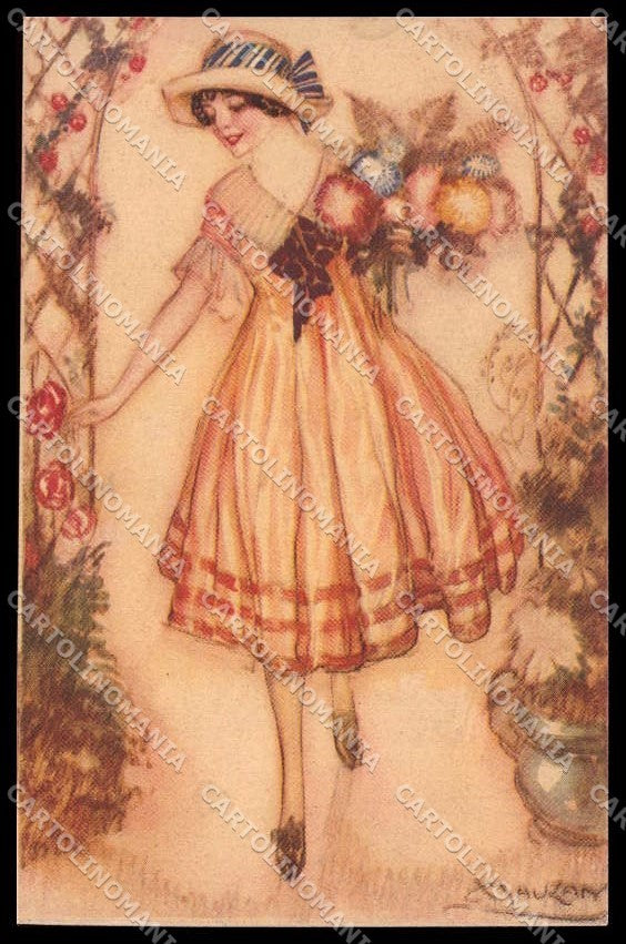 Illustratori Artist Signed Mauzan Glamour Girl serie 247-1 pc ZG6014 – fronte