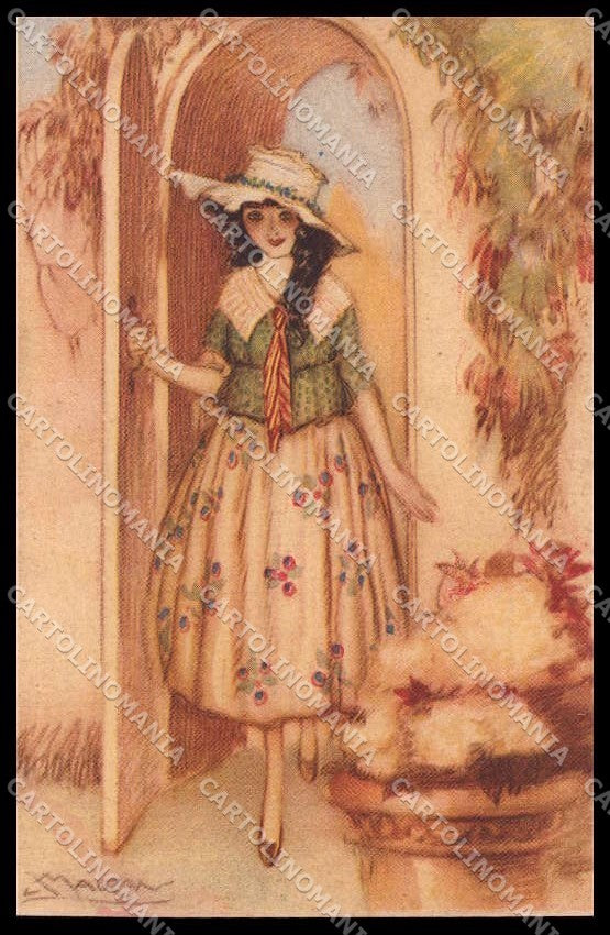 Illustratori Artist Signed Mauzan Glamour Girl serie 247-2 pc ZG6015 – fronte