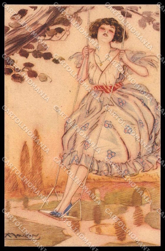 Illustratori Artist Signed Mauzan Glamour Girl serie 247-5 pc ZG6017 – fronte