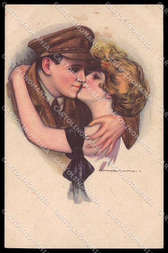 Illustratori Artist Signed Nanni Kissing Couple serie 338-4 pc ZG6019 – fronte