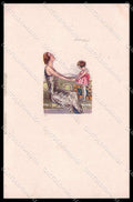Illustratori Artist Signed Mauzan Glamour Lady Child serie 418M-3 pc ZG6022 – fronte