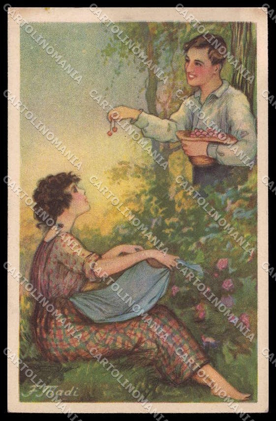 Illustratori Artist Signed F. Madi Romantic Couple serie 213 pc ZG6024 – fronte