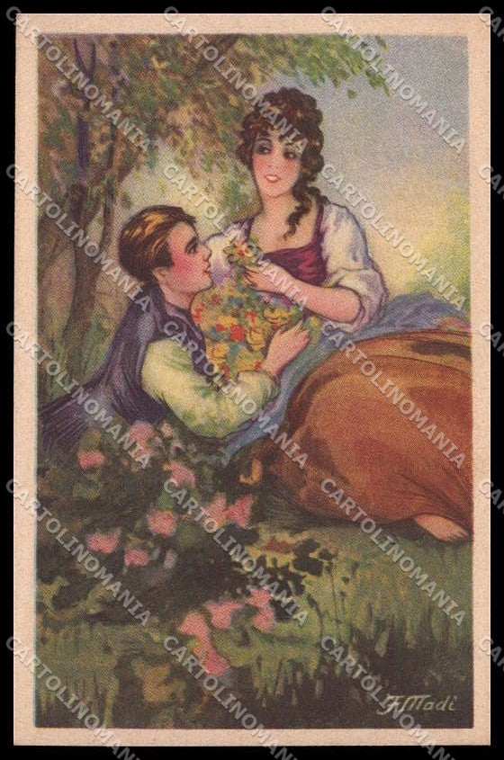 Illustratori Artist Signed F. Madi Romantic Couple serie 213 pc ZG6025 – fronte