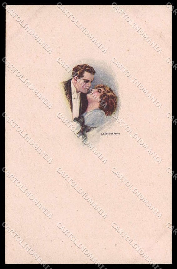Illustratori Artist Signed Corbella Romantic Couple Lady serie 162M-2 pc ZG6029 – fronte