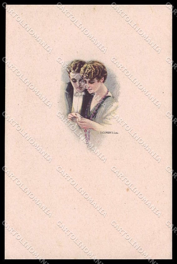 Illustratori Artist Signed Corbella Romantic Couple Lady serie 162M-1 pc ZG6030 – fronte