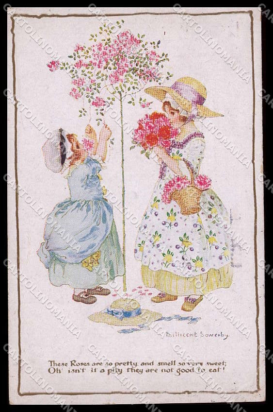Illustratori Artist Signed M. Sowerby Children Happy Days WRINKLES pc ZG6119 – fronte