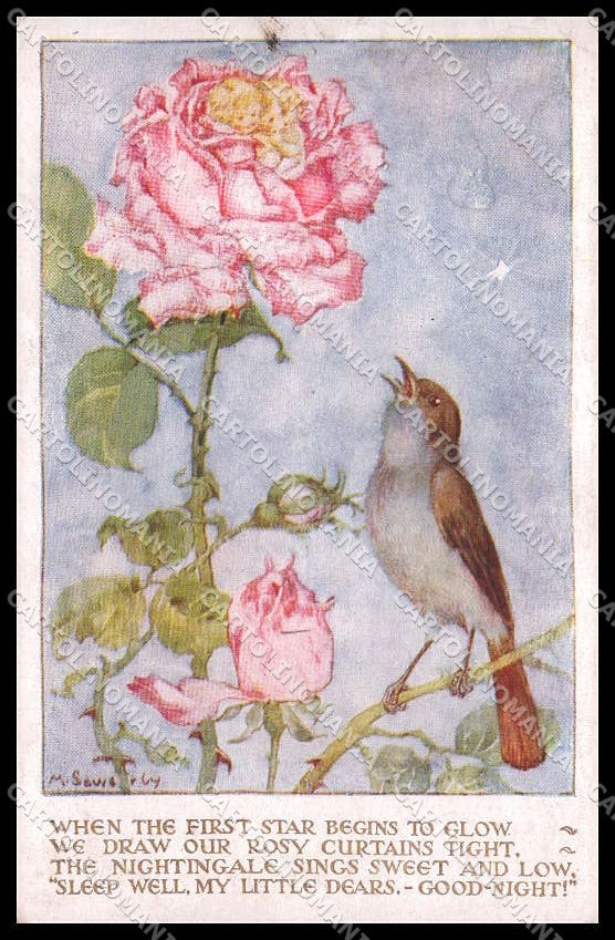Illustratori Artist Signed M. Sowerby Fairy Bird Children pc ZG6120 – fronte