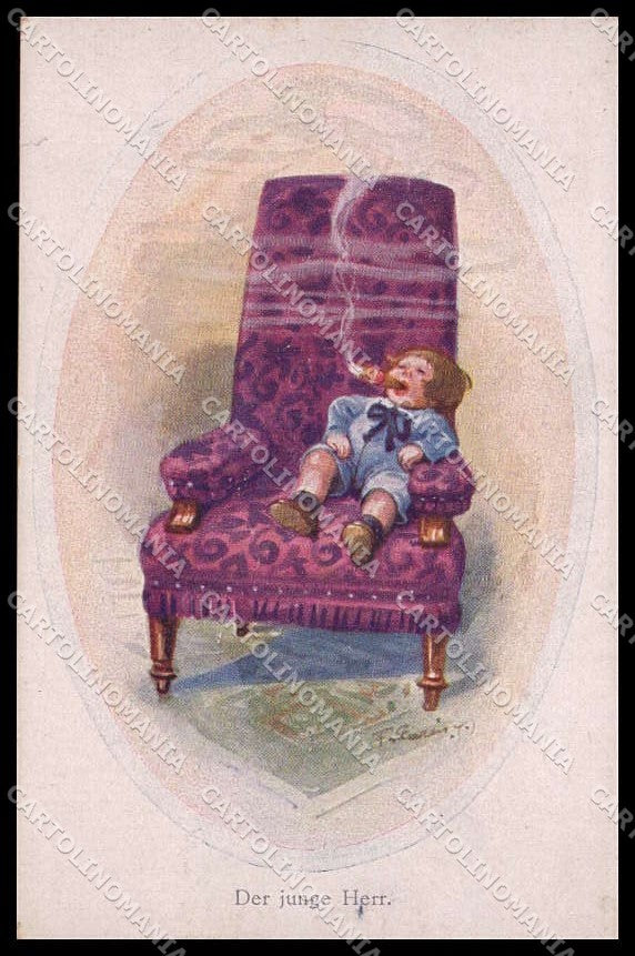 Illustratori Artist Signed Gareis Smoking Boy BKWI serie 157-1 pc ZG6124 – fronte