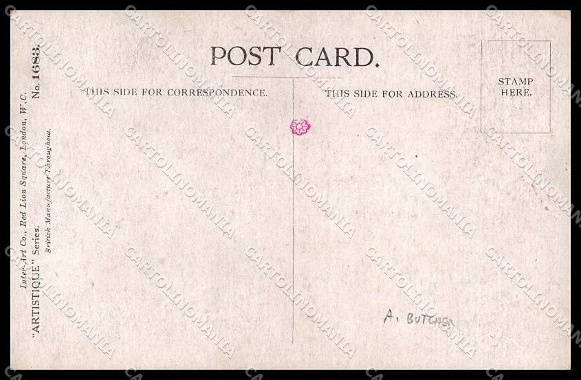 Illustratori Artist Signed A. Butcher Lady Propaganda WWI 1683 cartolina ZG6195 – retro