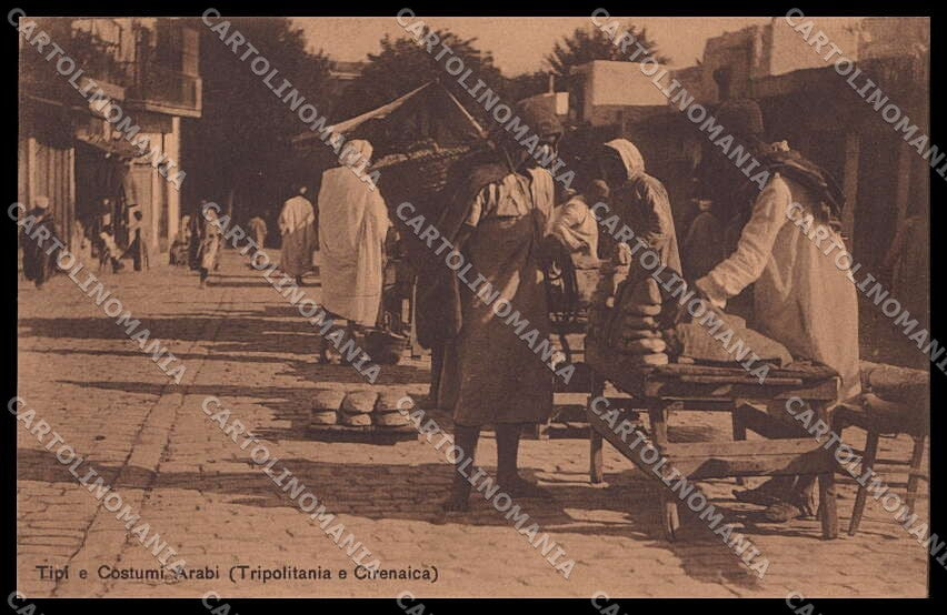 Libia Tripolitania Cirenaica Tipi Arabi Mercato Ragozino 29597 cartolina ZG6211 – fronte
