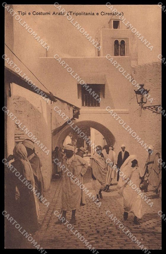 Libia Tripolitania Cirenaica Tipi Arabi Ragozino 29587 PIEGHINA cartolina ZG6239 – fronte