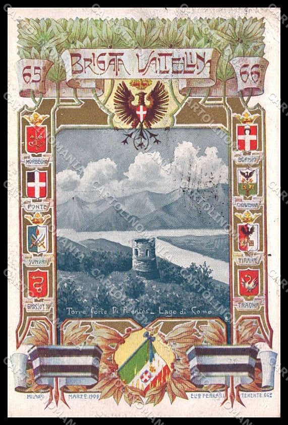 Reggimentali 65° 66° Regg. Fanteria Brigata Valtellina Lago Como cp ZG6245 – fronte