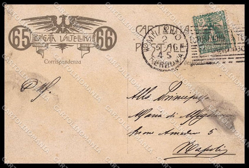 Reggimentali 65° 66° Regg. Fanteria Brigata Valtellina Lago Como cp ZG6245 – retro