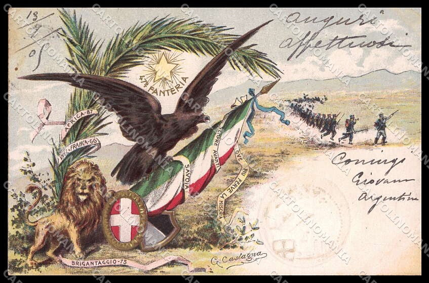 Militari Reggimentali 47° Regg. Fanteria Tricolore Castagna cartolina ZG6265 – fronte