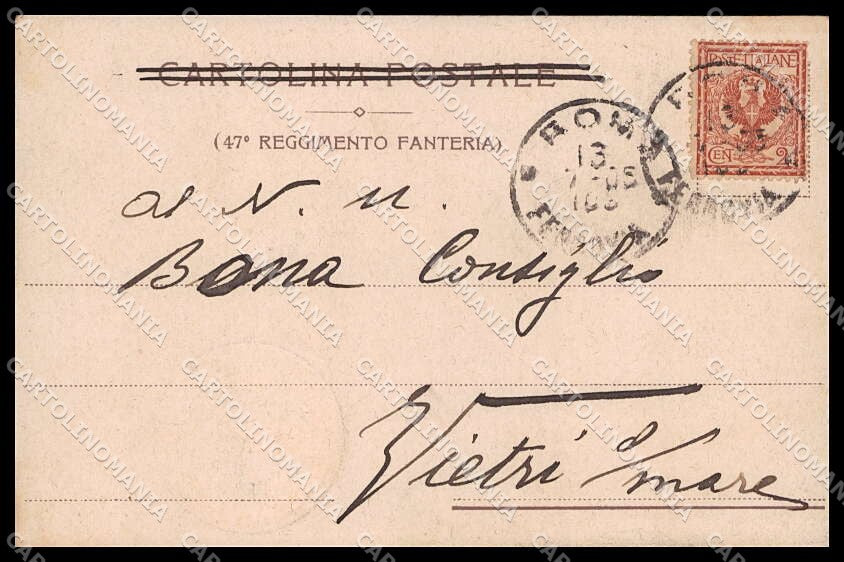 Militari Reggimentali 47° Regg. Fanteria Tricolore Castagna cartolina ZG6265 – retro