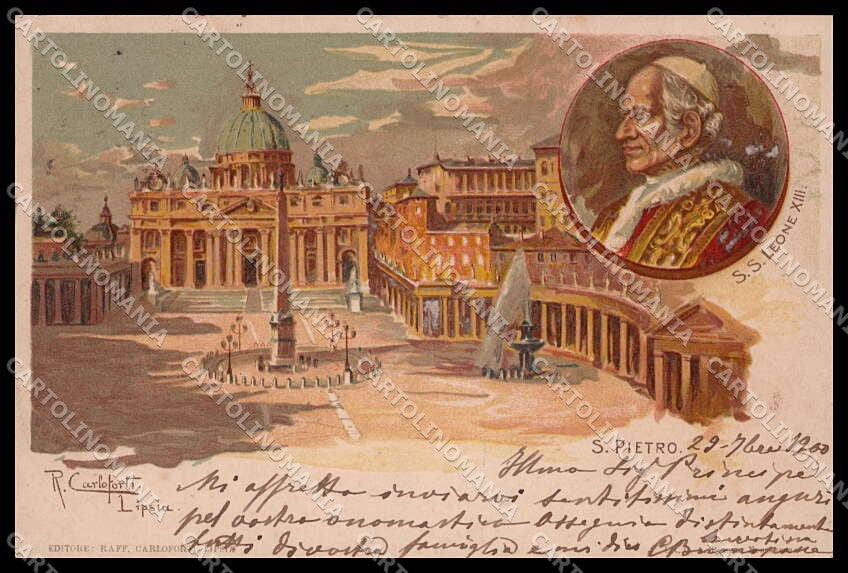 Roma Vaticano San Pietro Papa Leone XIII Gruss Carloforti cartolina ZG6279 – fronte