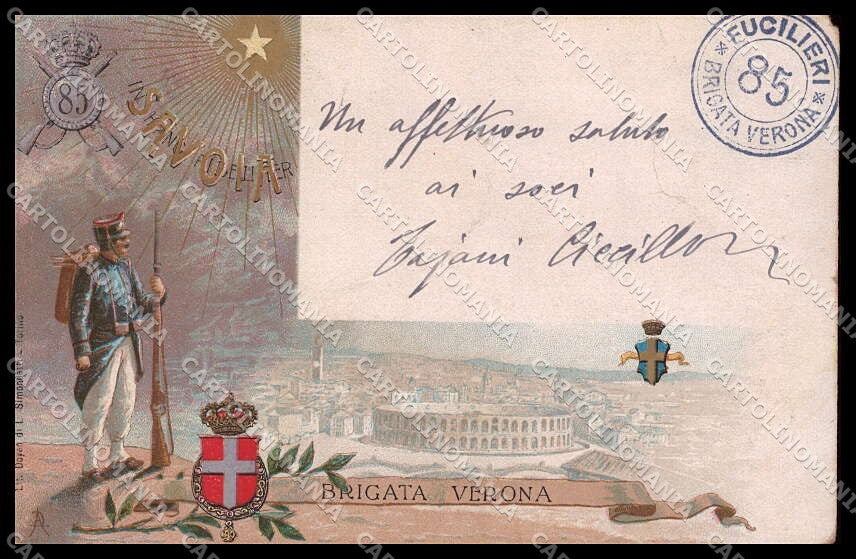 Reggimentali 85° Regg. Fanteria Fucilieri Brigata Verona ABRASA cartolina ZG6289 – fronte