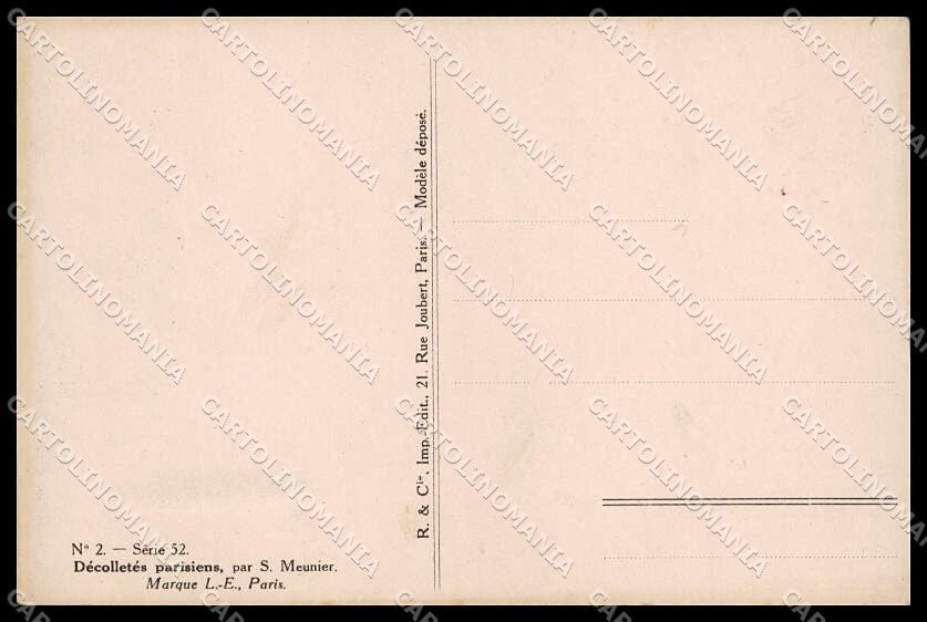 Artist Signed S. Meunier Lady Decolletes Parisiens serie 52-2 pc ZG6331 – retro