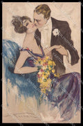 Illustratori Artist Signed Ferrari Romantic Couple Art Deco serie 1182 pc ZG6347 – fronte