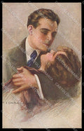 Illustratori Artist Signed Corbella Lady Kissing Couple Art Deco 334-1 pc ZG6363 – fronte