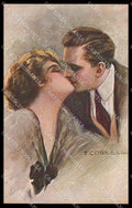Illustratori Artist Signed Corbella Lady Kissing Couple Art Deco 334-5 pc ZG6365 – fronte