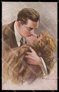 Illustratori Artist Signed Corbella Lady Kissing Couple Art Deco 334-4 pc ZG6366 – fronte