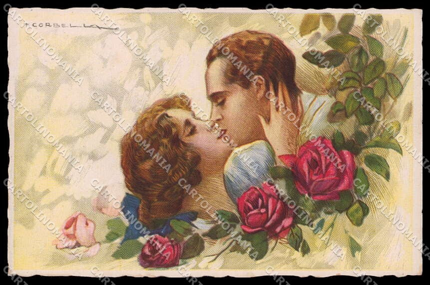 Illustratori Artist Signed Corbella Lady Kissing Couple Degami 637 pc ZG6374 – fronte