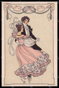 Illustratori Artist Signed Alice Wanke Dancing Couple Art Nouveau pc ZG6386 – fronte
