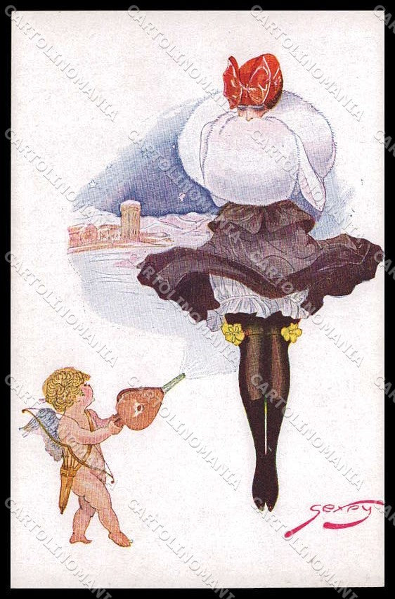 Illustratori Artist Signed Gexey Risque Lady Eros Cupid serie 144 pc ZG6392 – fronte