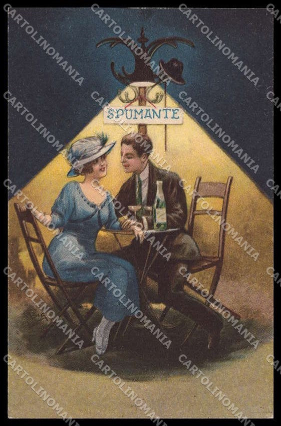 Illustratori Artist Signed Bigi Romantic Couple Art Deco serie 4280-5 pc ZG6397 – fronte