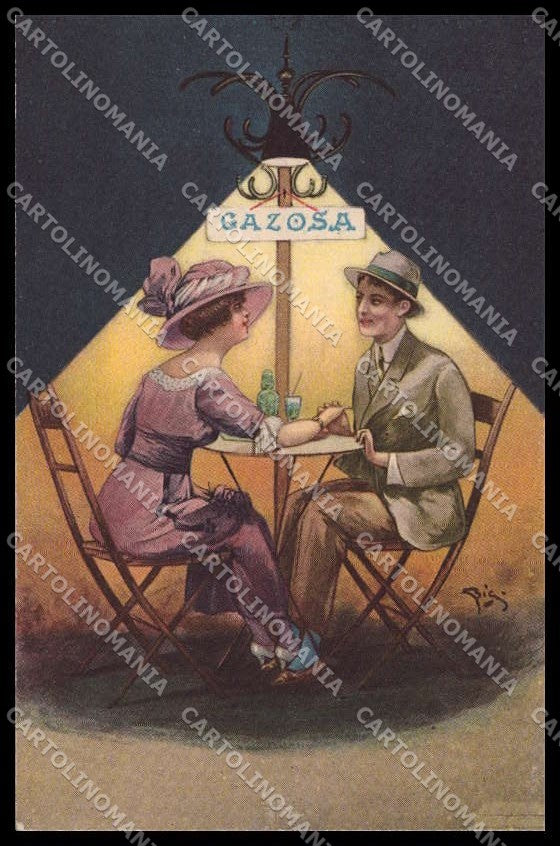 Illustratori Artist Signed Bigi Romantic Couple Art Deco serie 4280-1 pc ZG6399 – fronte