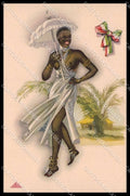 Artist Signed Bonora Risque Lady Ethnic Africa Tricolore Propaganda pc ZG6406 – fronte