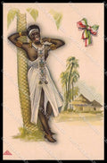 Artist Signed Bonora Risque Lady Ethnic Africa Tricolore Propaganda pc ZG6407 – fronte