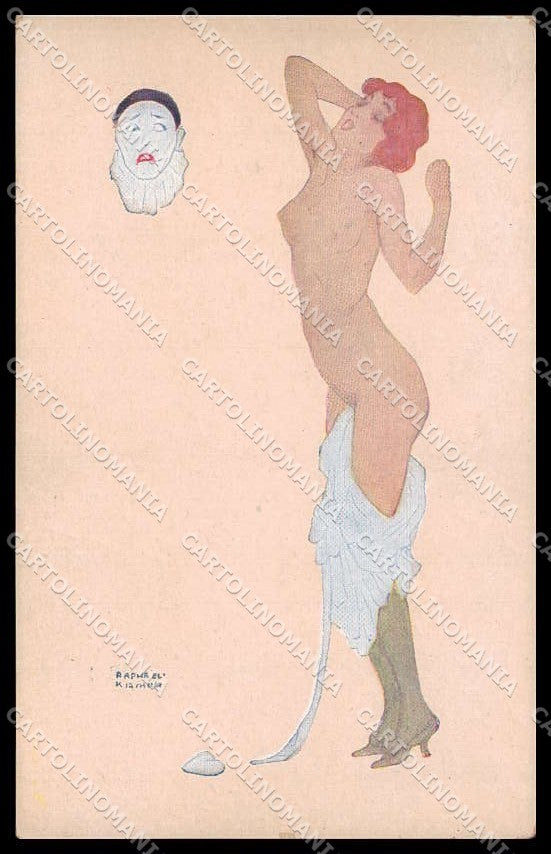 Illustratori Artist Signed Raphael Kirchner Risque Lady La Paresse pc ZG6411 – fronte