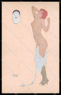 Illustratori Artist Signed Raphael Kirchner Risque Lady La Paresse pc ZG6411 – fronte