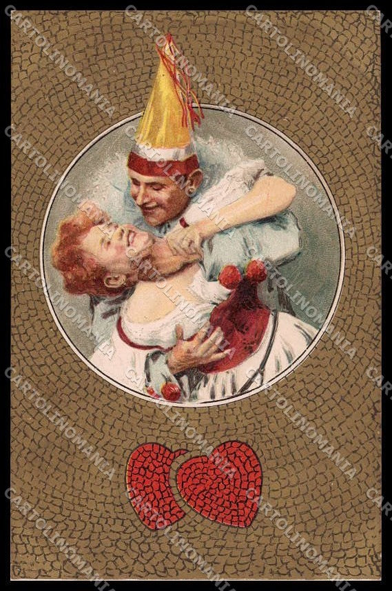 Illustratori Artist Signed Geiger Art Nouveau Lady Pierrot cartolina ZG6439 – fronte