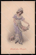 Illustratori Artist Signed Viennoise Girl and Pigs M M Vienne 194 pc ZG6486 – fronte