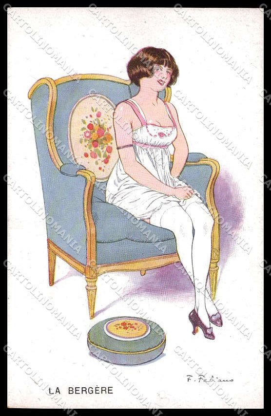 Artist Signed Fabiano Risque Glamour Lady Sieges Feminins serie 27-132 pc ZG6520 – fronte