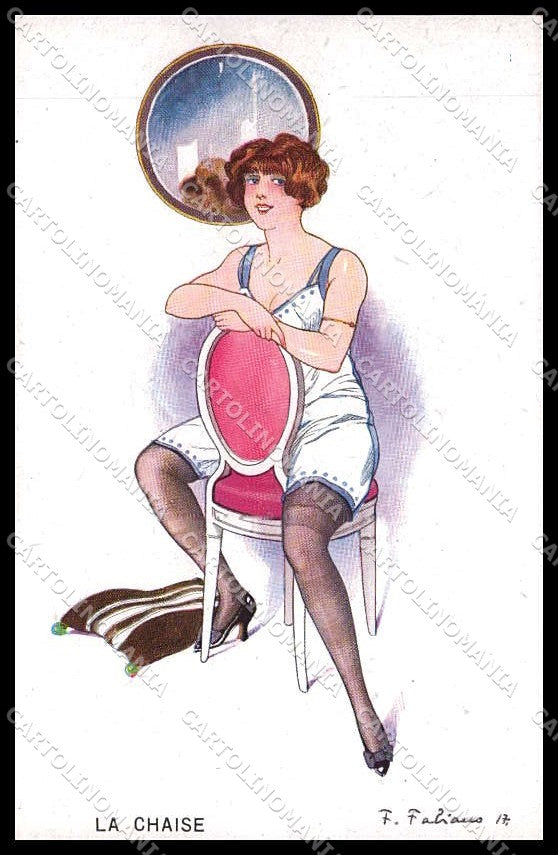Artist Signed Fabiano Risque Glamour Lady Sieges Feminins serie 27-133 pc ZG6521 – fronte