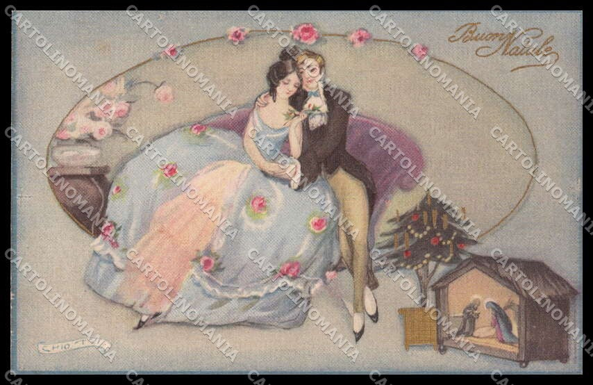 Artist Signed Chiostri Lady Christmas Art Deco Ballerini serie 251 pc ZG6525 – fronte
