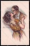 Artist Signed A. Busi Lady Kissing Couple Art Deco serie 528-6 pc ZG6530 – fronte