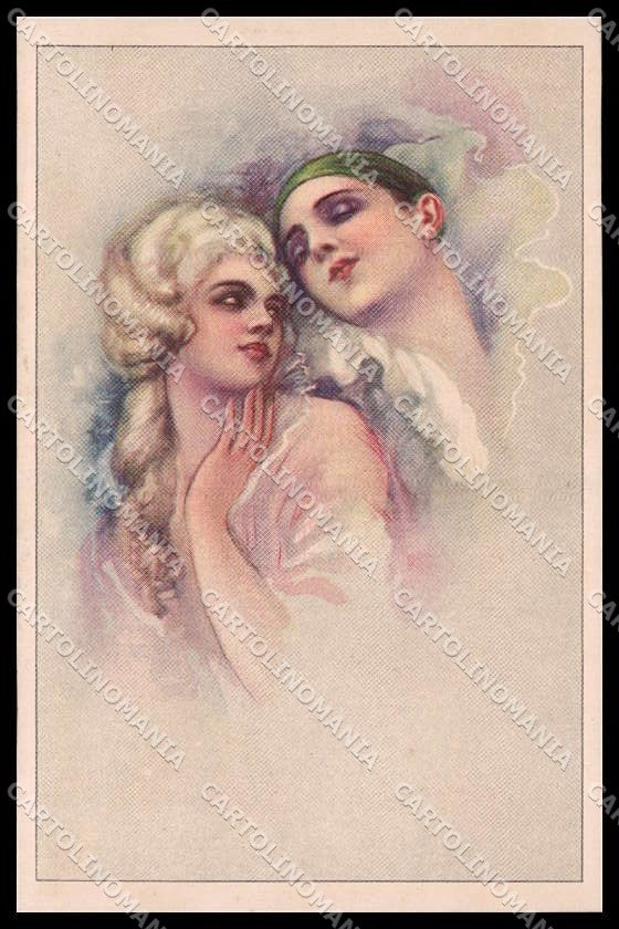 Illustratori Artist Signed Corbella Lady Pierrot Art Deco Degami 790 pc ZG6542 – fronte