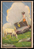 Illustratori Artist Signed Corbella Lady Easter Sheep TRIMMED Degami 3548 ZG6553 – fronte