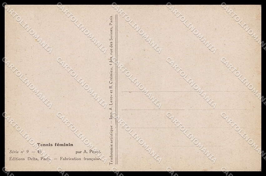 Illustratori Artist Signed A. Penot Risque Lady Tennis Feminin 9-45 pc ZG6597 – retro