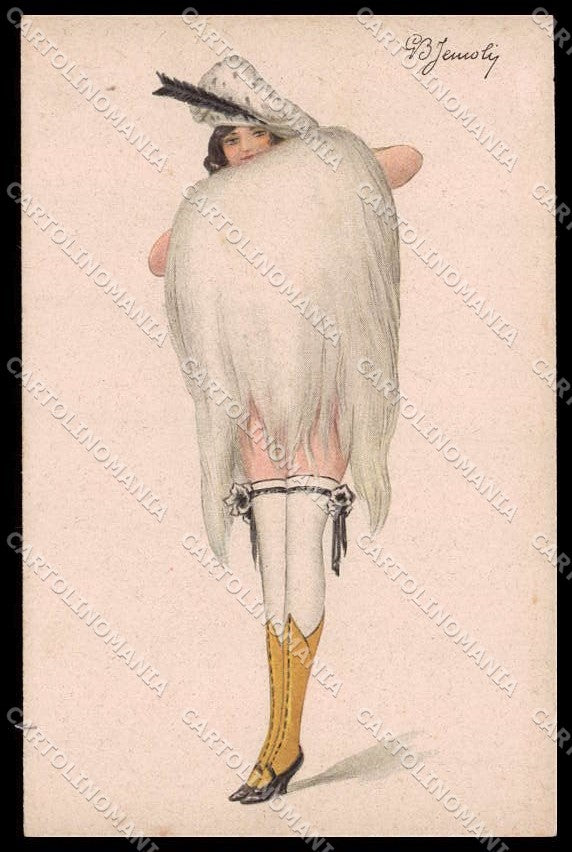 Artist Signed Jemoli Risque Lady Art Deco serie 159 ABRADED pc ZG6608 – fronte