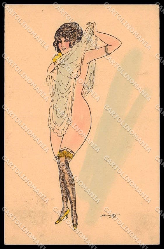 Illustratori Artist Signed Minos Risque Lady cartolina ZG6619 – fronte