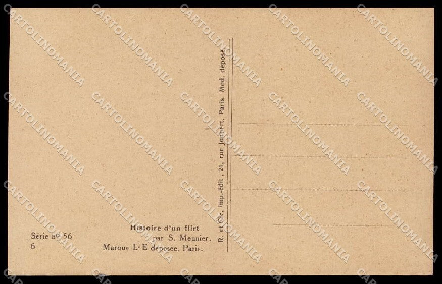 Artist Signed S. Meunier Lady Kissing Couple Histoire d'un Flirt 56-6 pc ZG6624 – retro