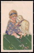Illustratori Artist Signed Mauzan Girl Easter Pasqua serie 302-5 pc ZG6626 – fronte
