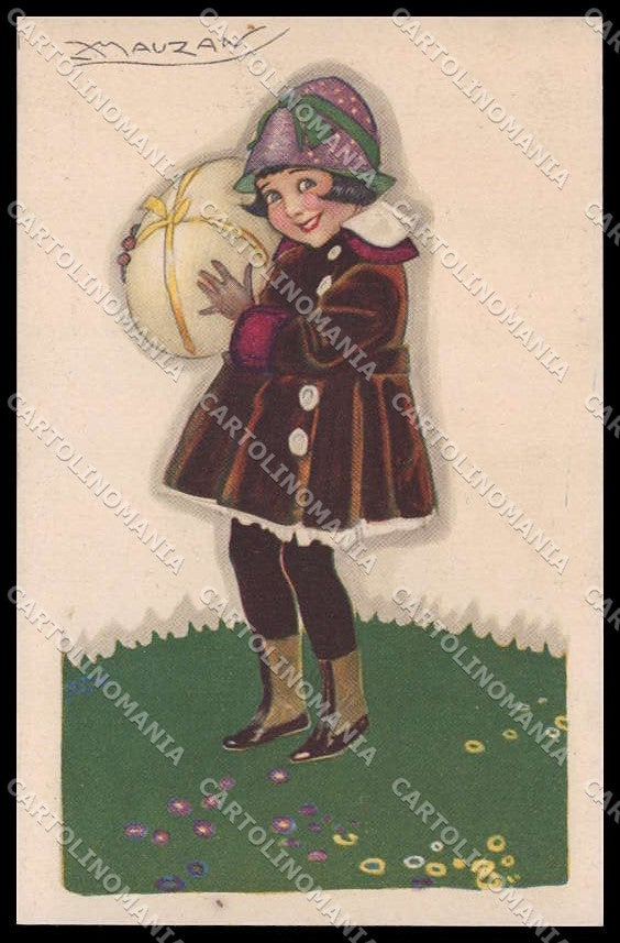Illustratori Artist Signed Mauzan Girl Easter Pasqua serie 302-3 pc ZG6627 – fronte